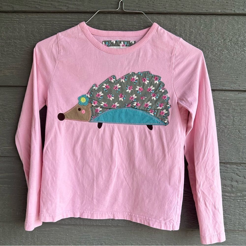 Mini Boden Girls 9-10 Years Light Pink Porcupine Long‎ Sleeve TShirt